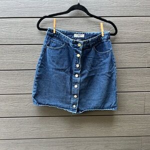 Denim Button-Front Skirt